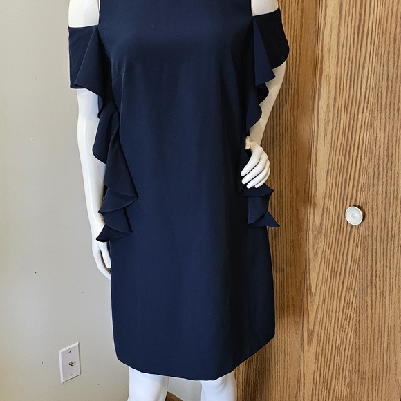 Vince Camuto Navy Cold Shoulder Mini Dress - Picture 5 of 6